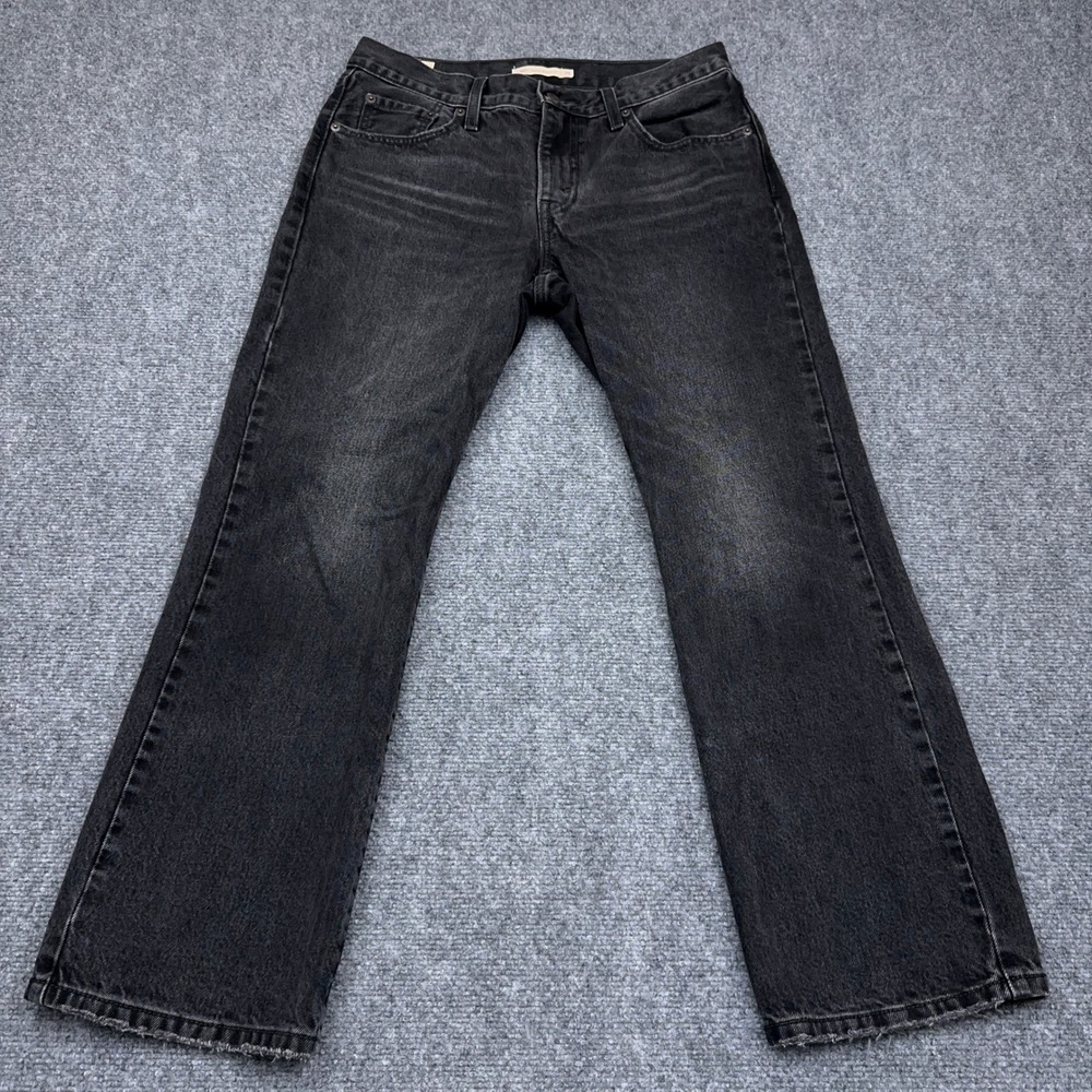 Levi's Middy Ankle Bootcut Jeans Womens 29 FITS 31x28 Black Play My Game Raw Hem
